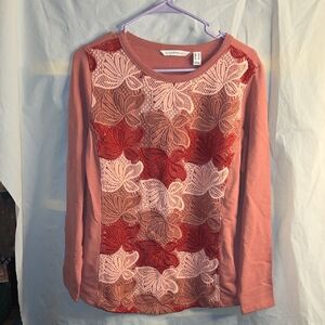 Isaac MIZRAHI live! Floral Textured Long Sleeve Top - Pink